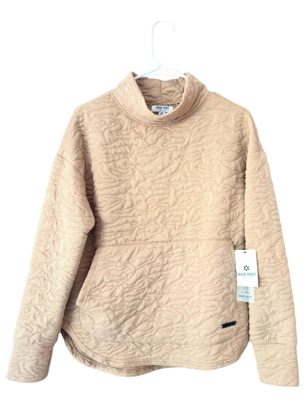 NWT Nine West Pinky Tan Quilted Sweatshirt SZ M